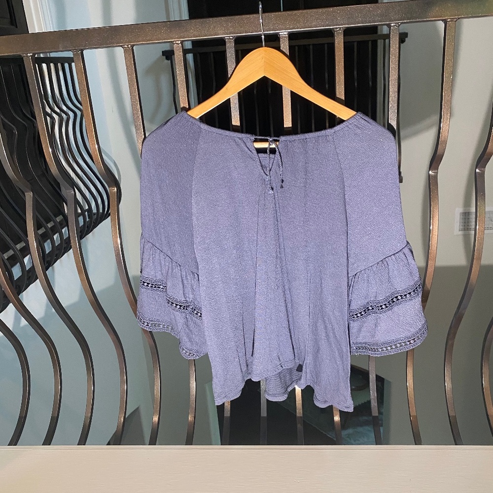 gray lace tie top